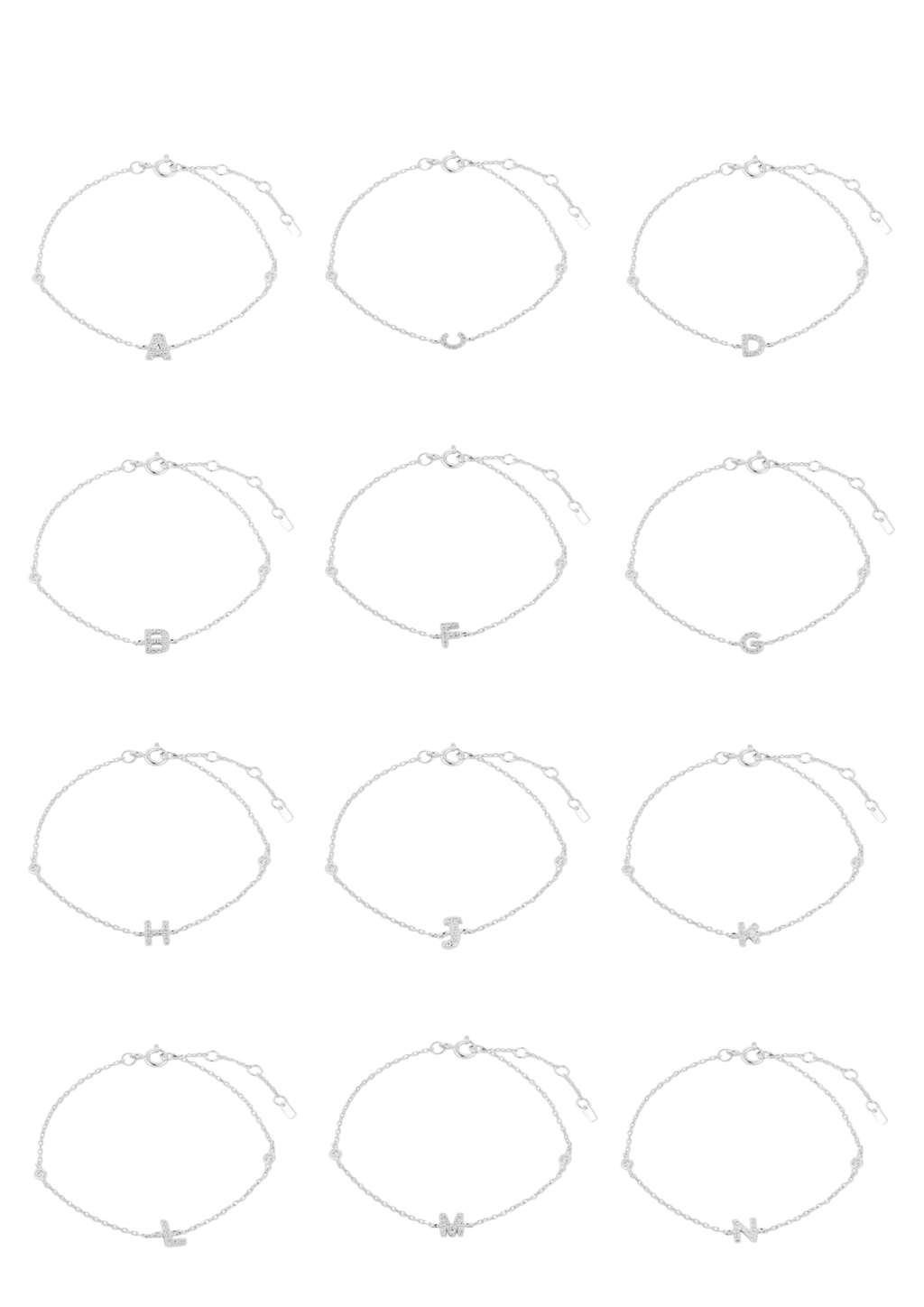 伊娃字母手链 - 银色