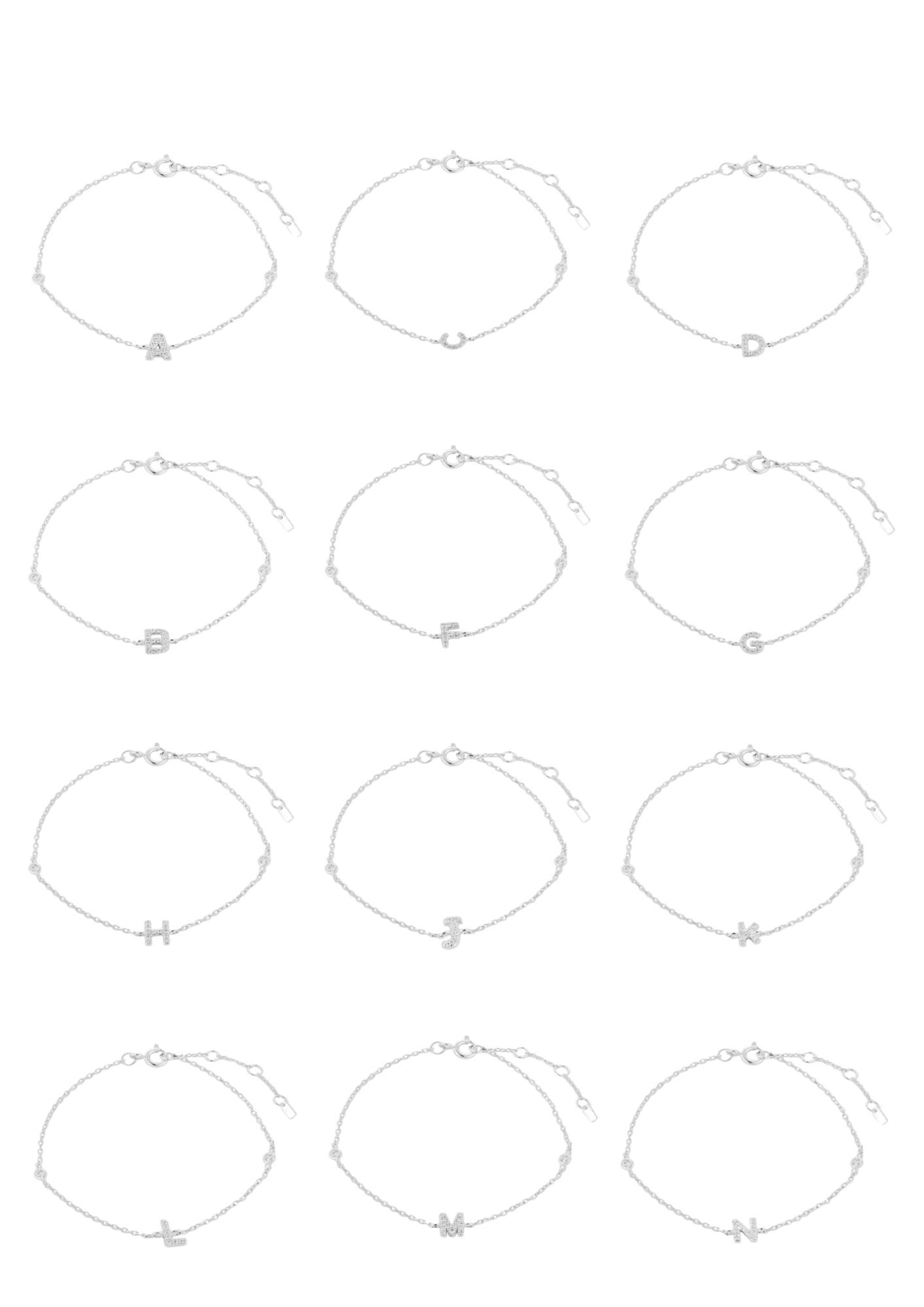 伊娃字母手链 - 银色