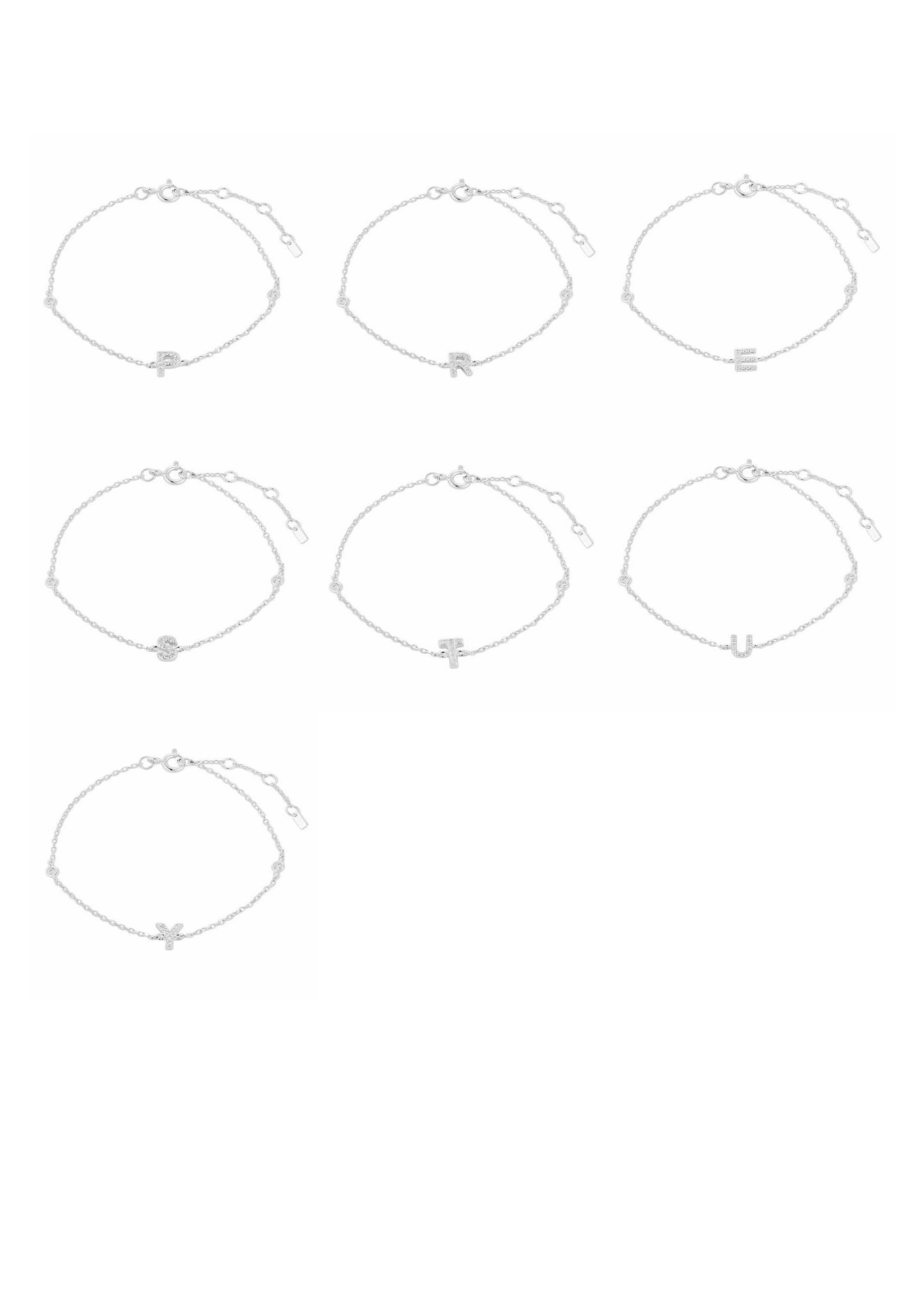 伊娃字母手链 - 银色