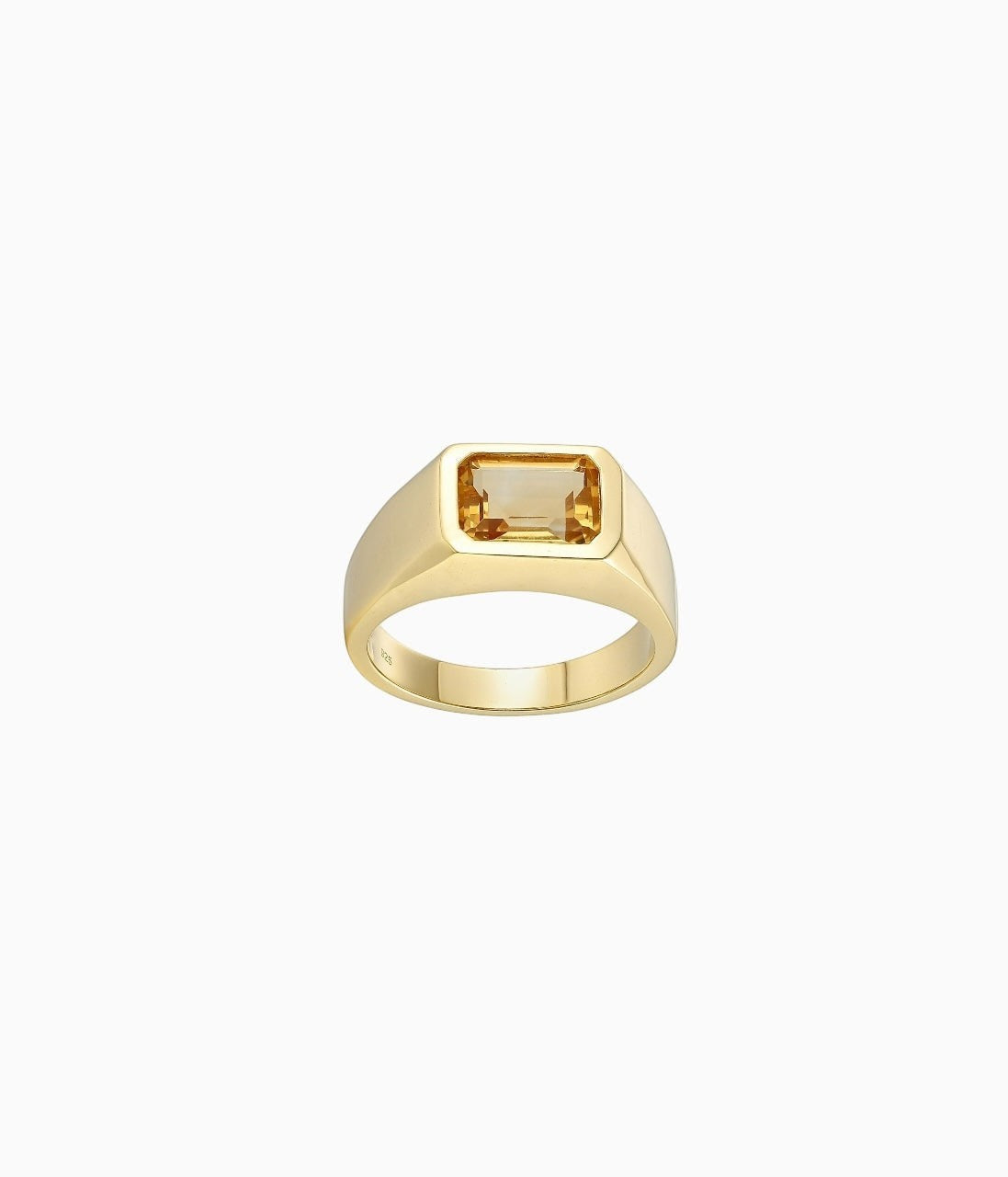 Bonté Asher ring in 18k gold vermeil with a rectangular citrine gemstone.